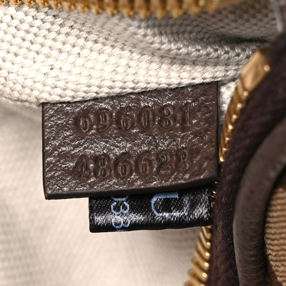 Monogram Jumbo GG Textured Dollar Calfskin Web Belt Bag Camel Ebony New Acero