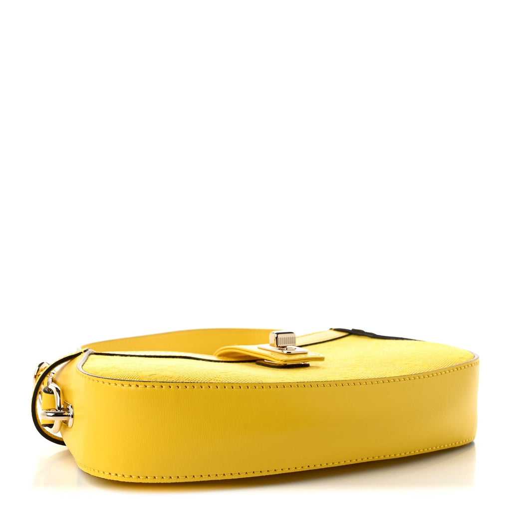 Calfskin Monogram Mini Moon Side Shoulder Bag Yellow
