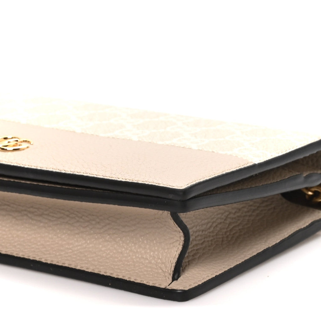 Dollar Calfskin GG Supreme Monogram Mini GG Marmont Chain Wallet Beige White