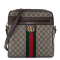 GG Supreme Monogram Web Medium Ophidia Messenger Bag Brown