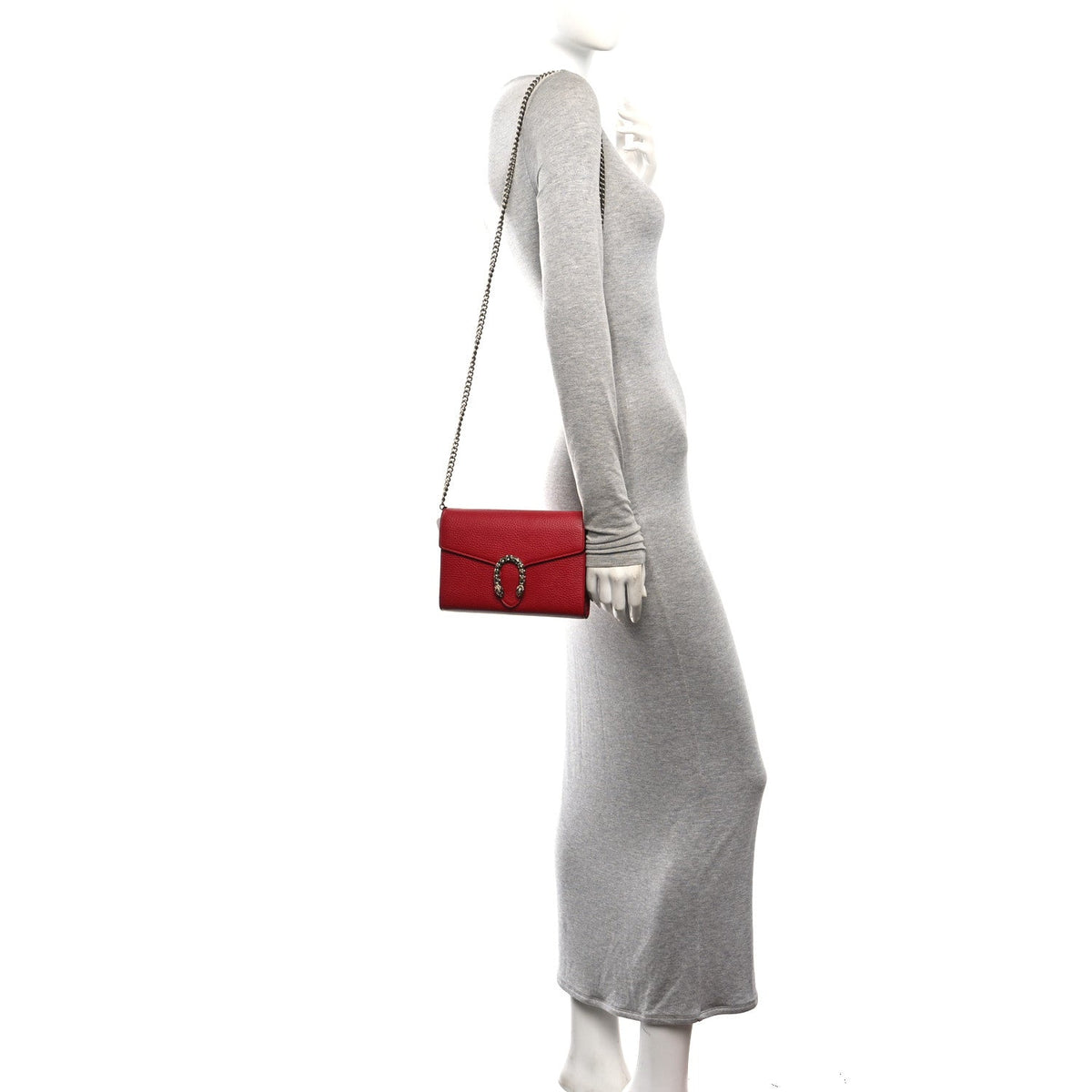 Calfskin Mini Dionysus Chain Wallet Hibiscus Red