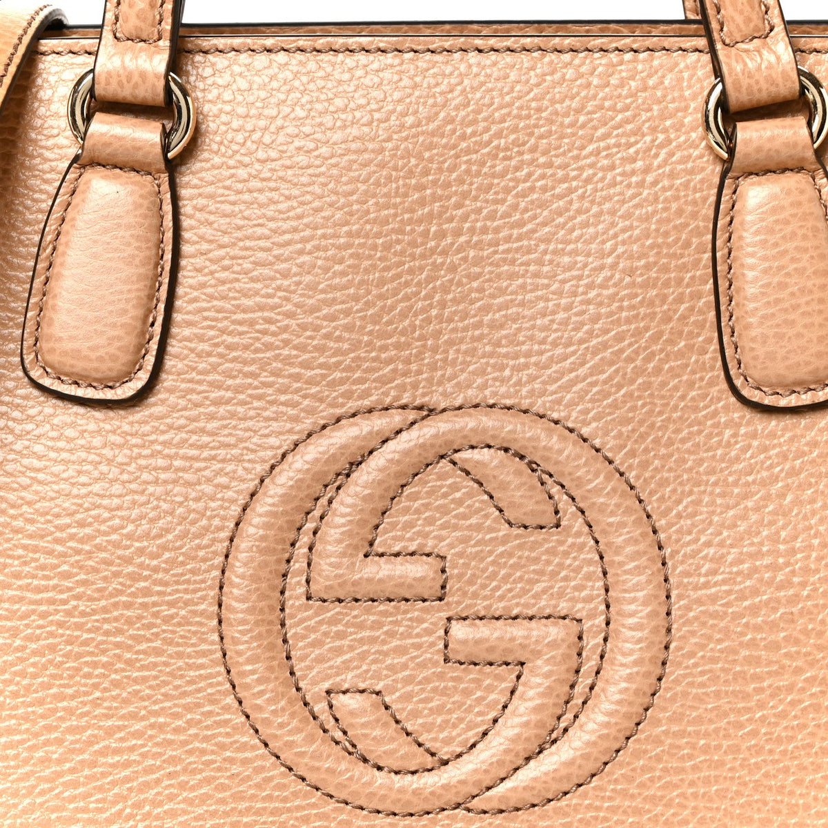 Dollar Calfskin Medium Soho Top Handle Satchel Camelia