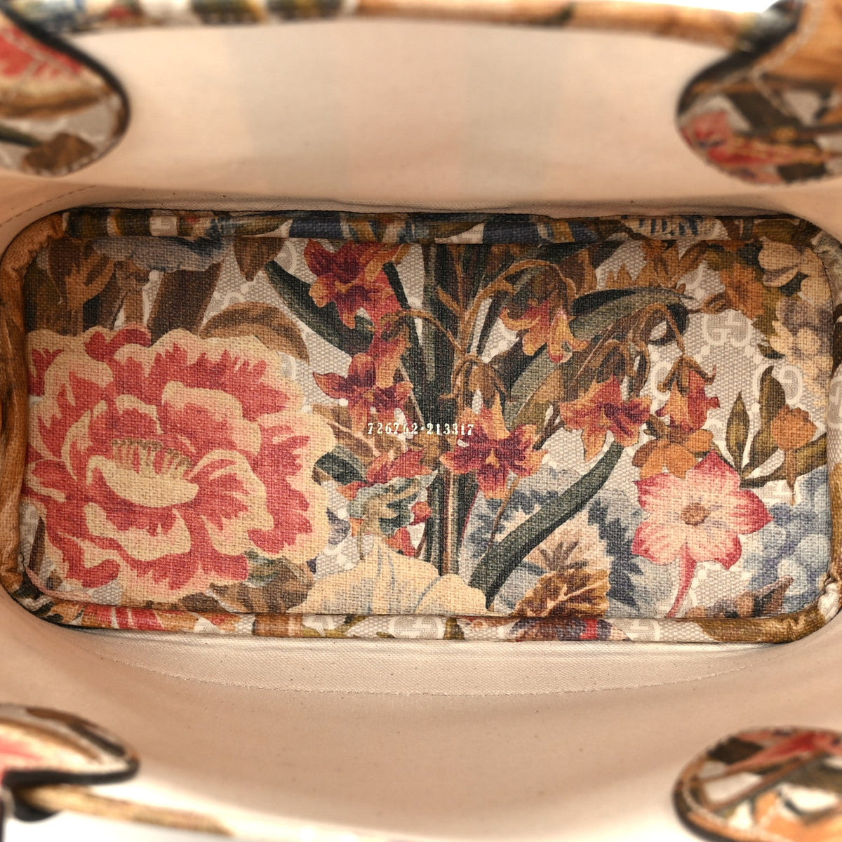 GG Supreme Monogram Water Flora Web Small Ophidia Tote Beige White Multicolor