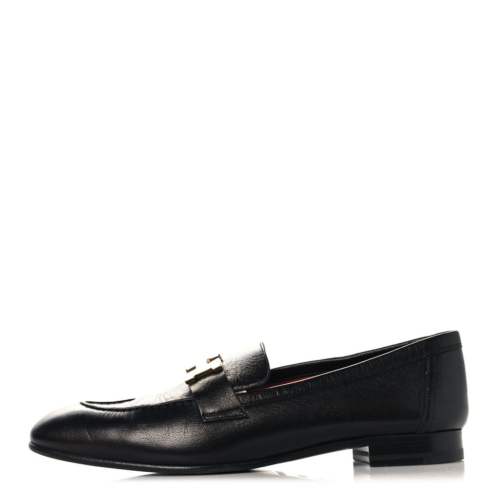Goatskin Womens Paris Loafers 38.5 Black