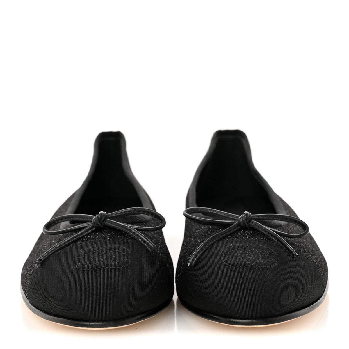 Glitter Grosgrain Cap Toe CC Ballerina Flats 40 Black