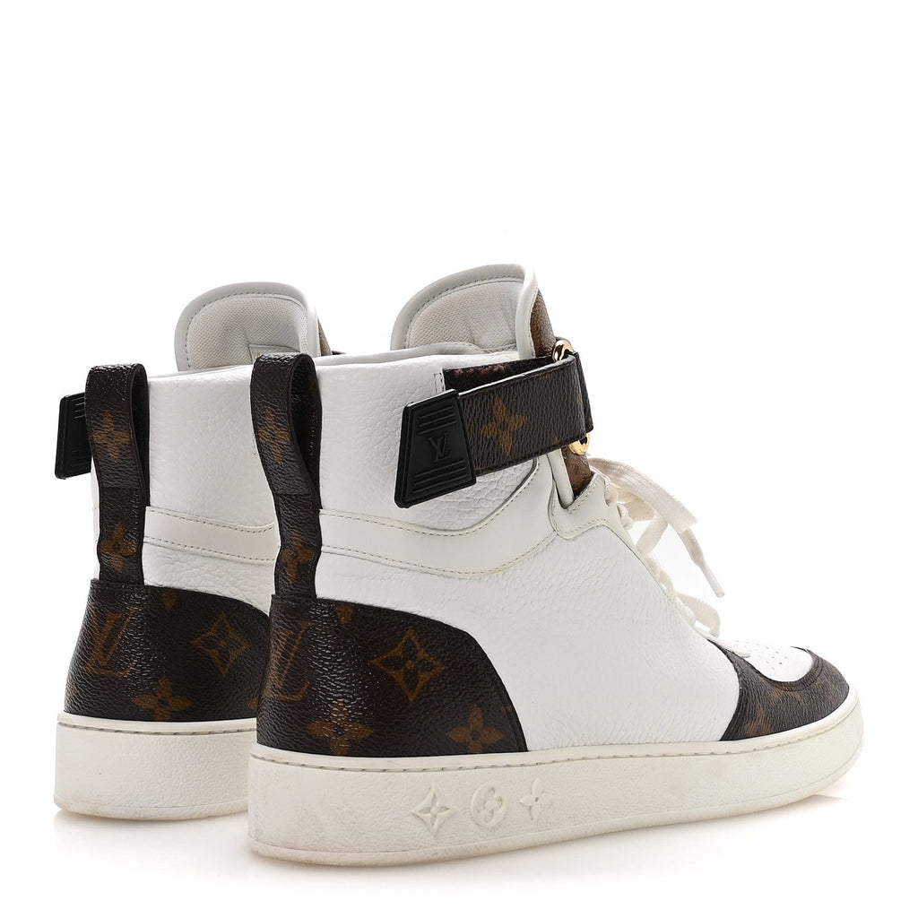 Grained Calfskin Monogram Boombox Sneaker Boots 39 White
