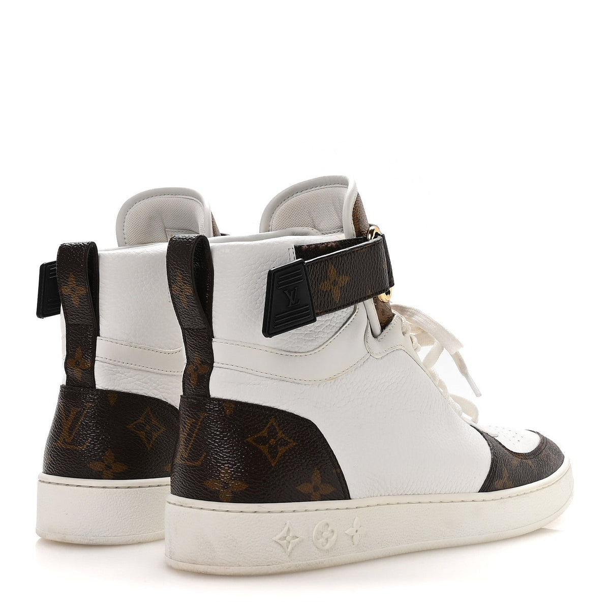 Grained Calfskin Monogram Boombox Sneaker Boots 39 White