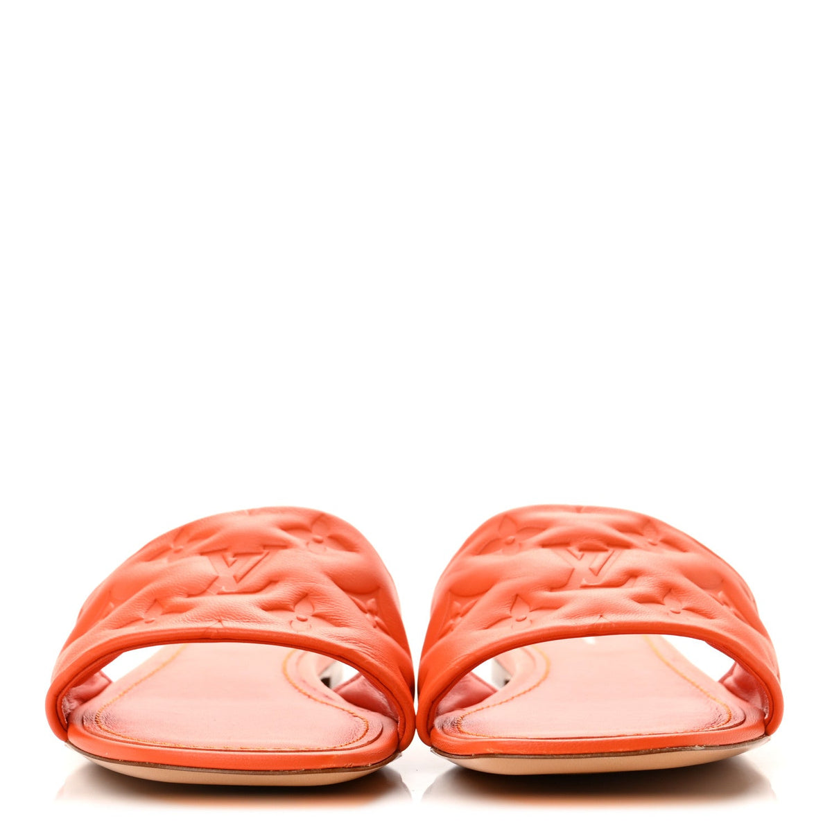 Lambskin Embossed Monogram Revival Flat Mules 39 Orange