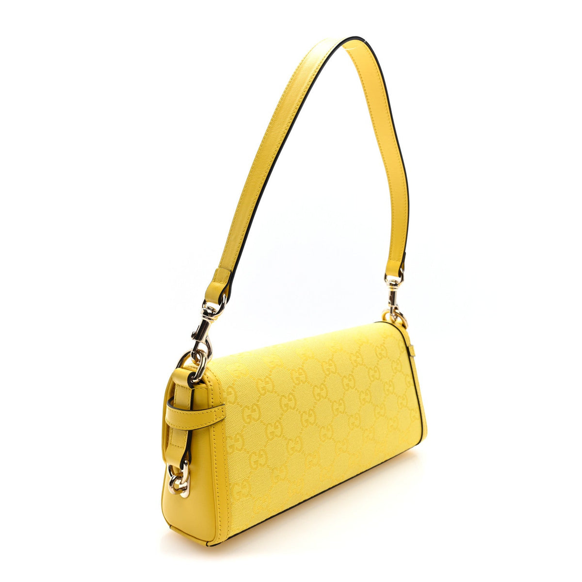 GG Monogram Textured Dollar Calfskin Small Luce Shoulder Bag Yellow Yellow