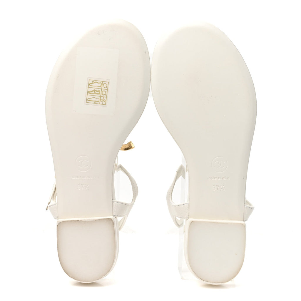 Lambskin CC Thong Sandals 37.5 White