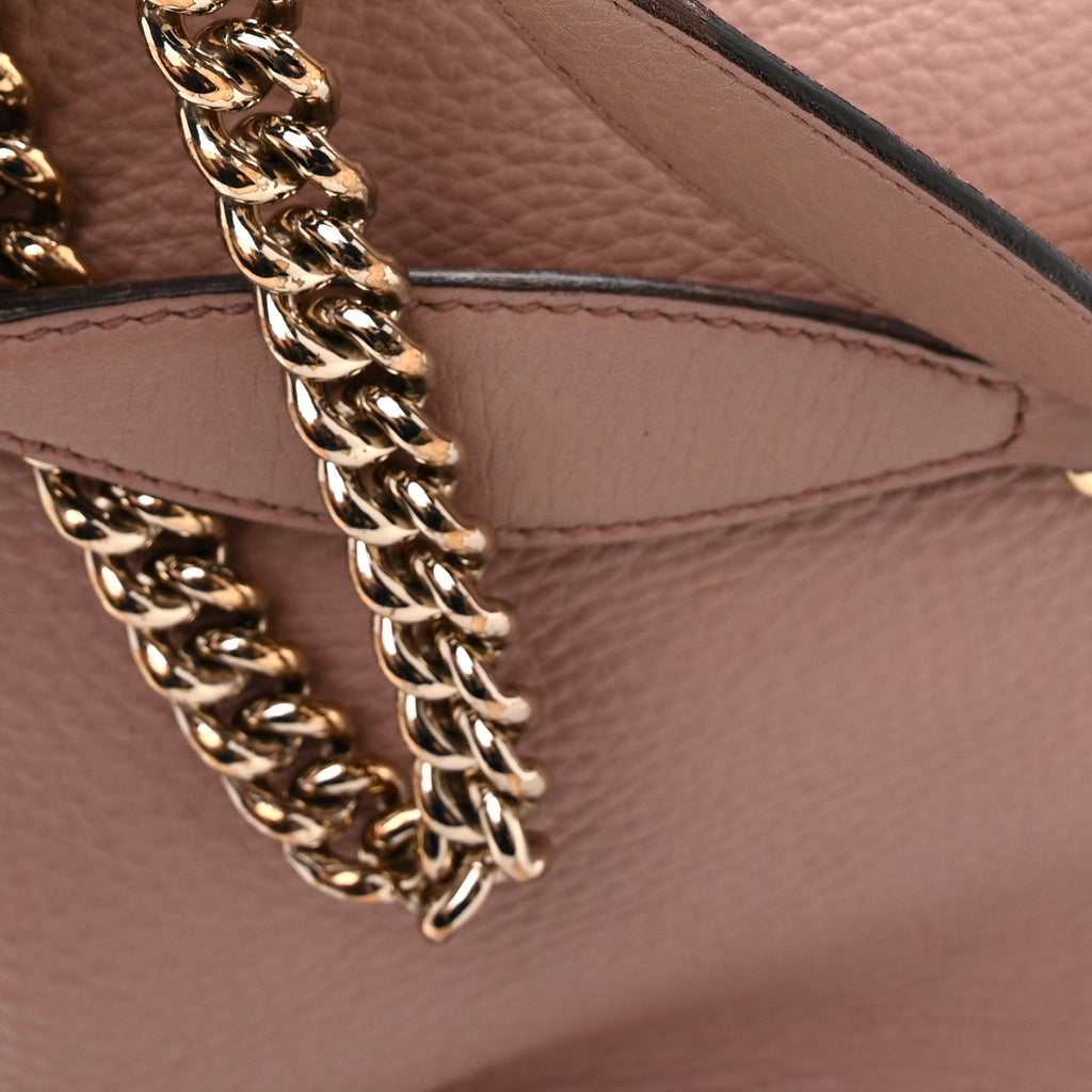 Pebbled Calfskin Medium Soho Chain Shoulder Bag Antique Rose