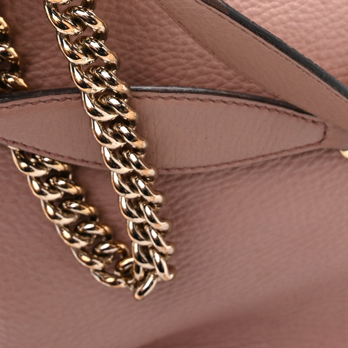 Pebbled Calfskin Medium Soho Chain Shoulder Bag Antique Rose