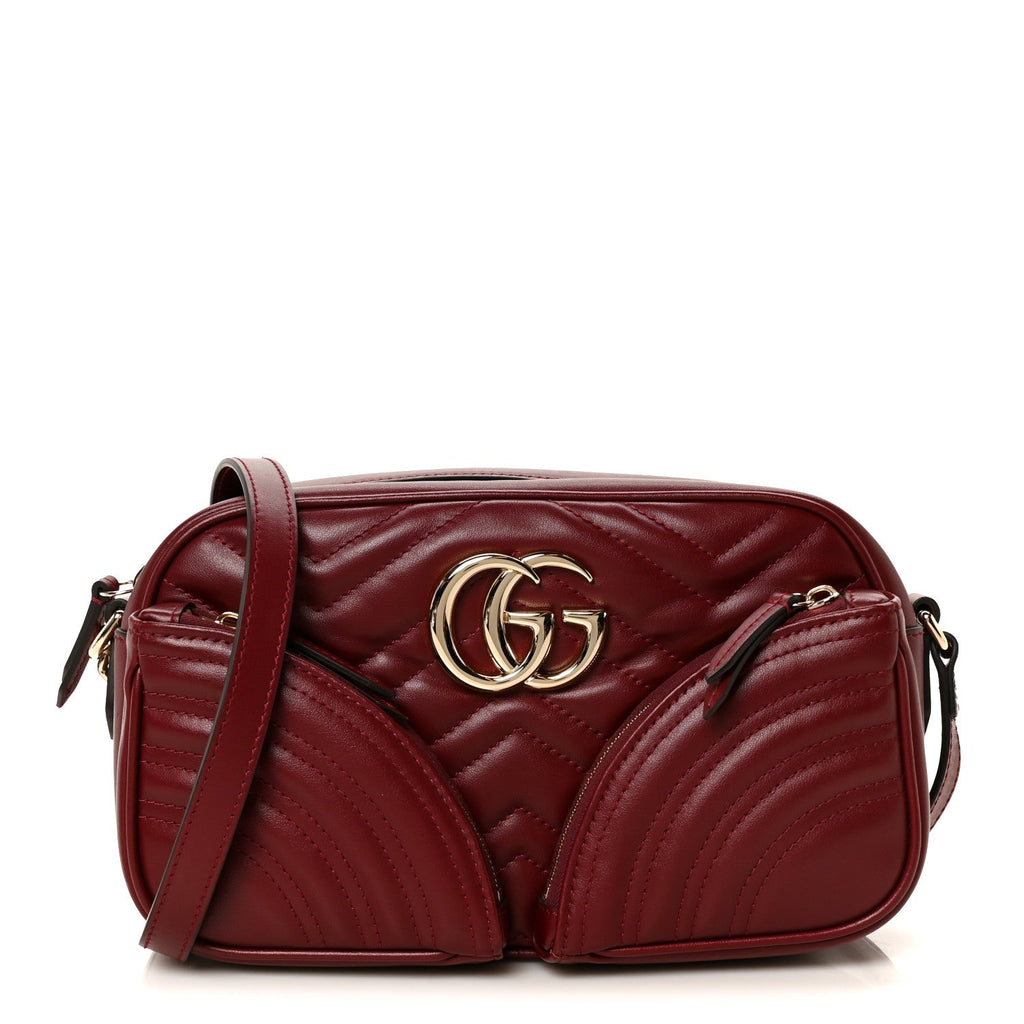 Calfskin Matelasse Small GG Marmont 2.0 Shoulder Bag Rosso Ancora