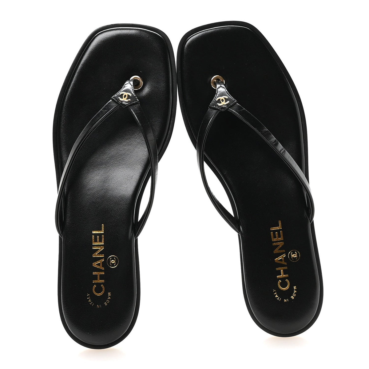 Goatskin Times Square Thong Sandals 39.5 Black