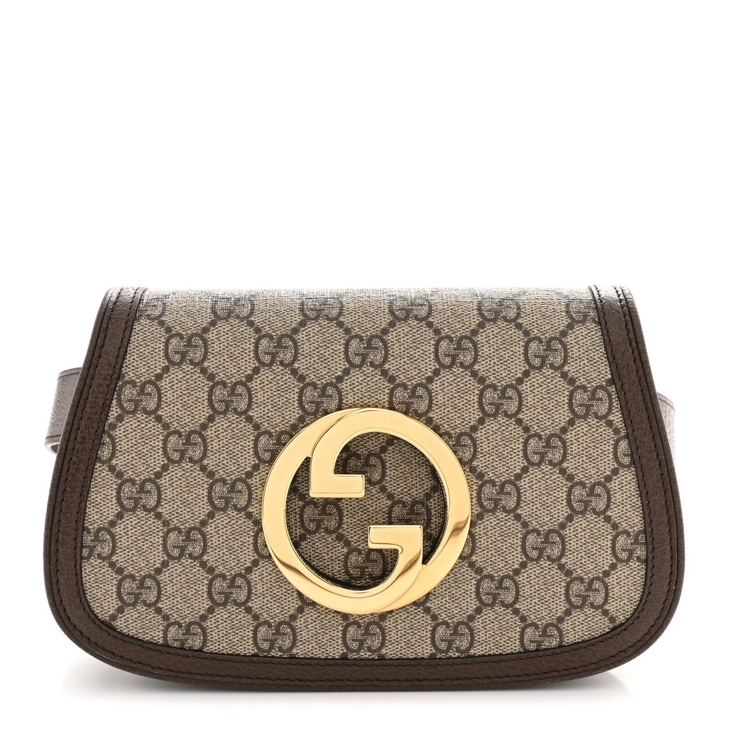GG Supreme Monogram Textured Dollar Calfskin Blondie Belt Bag 75 30 Beige Ebony New Acero
