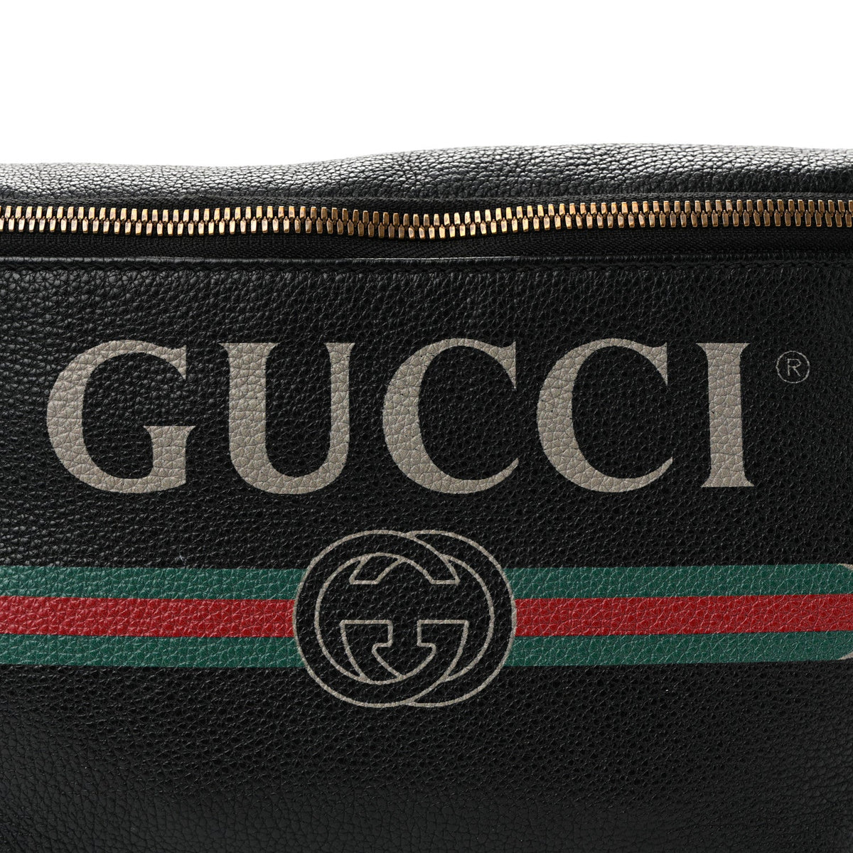 Grained Calfskin Logo Belt Bag Black