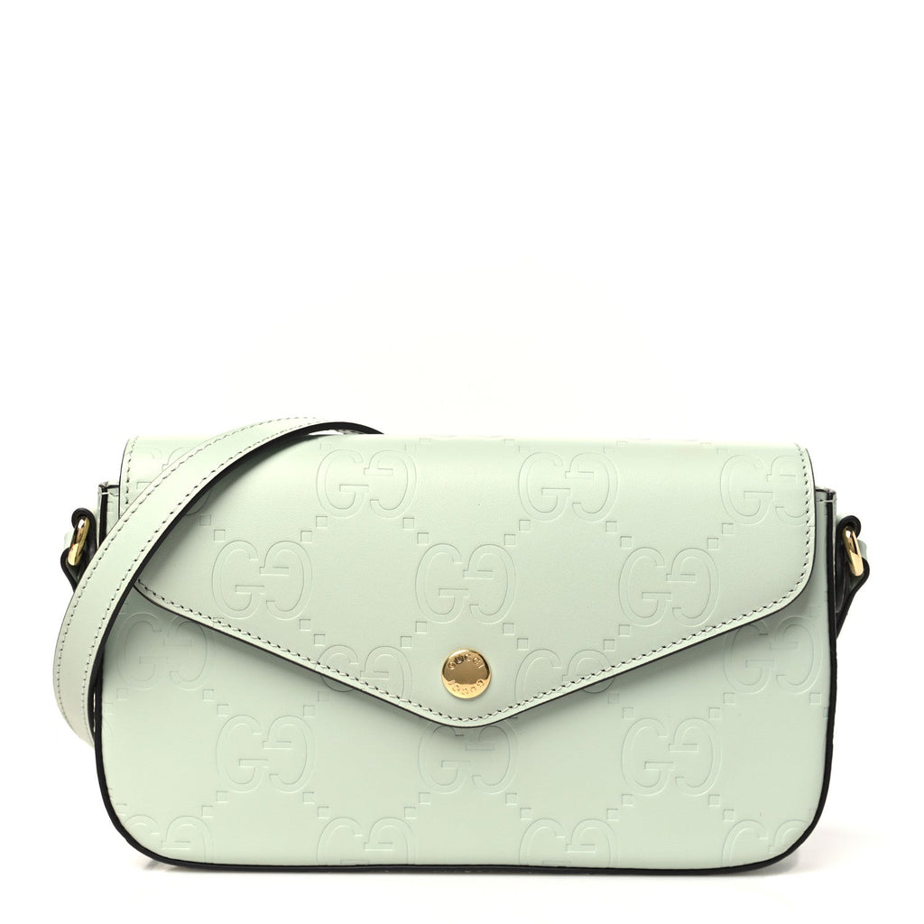 Calfskin GG Super Mini Shoulder Bag Pale Green