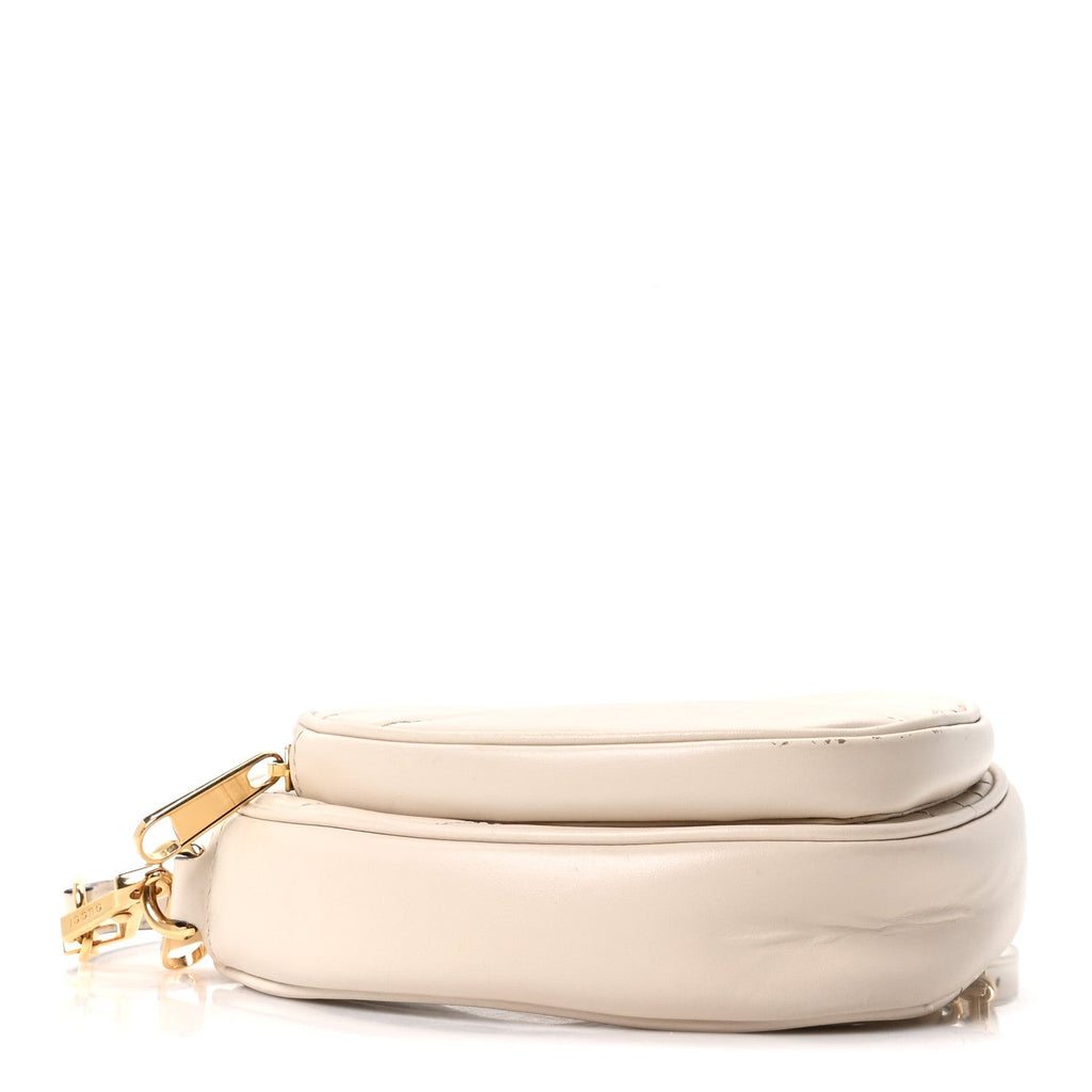 Calfskin Matelasse Diagonal Mini Interlocking G Heart Shoulder Bag Mystic White