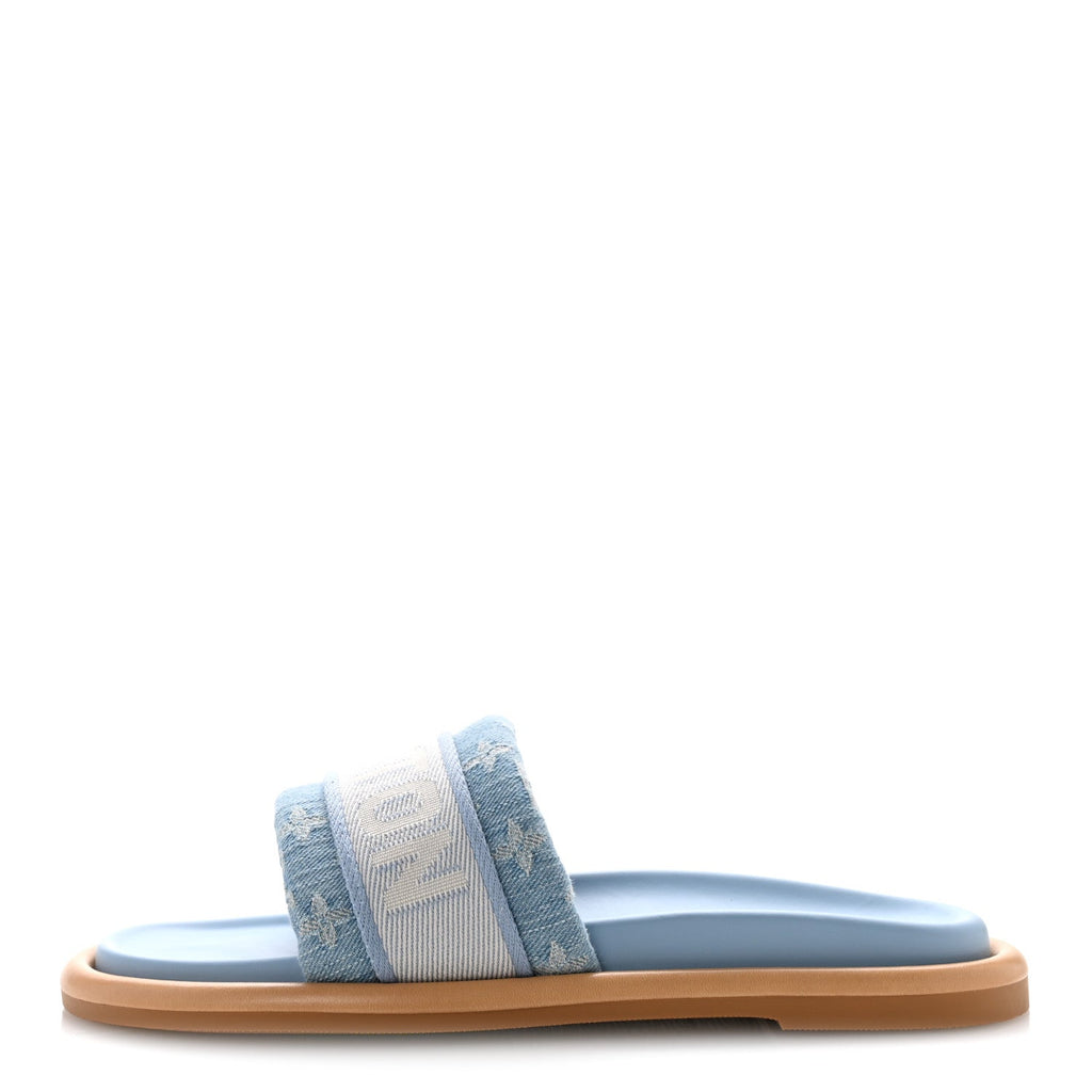 Monogram Denim LV Bliss Womens Comfort Mules 41 Turquoise