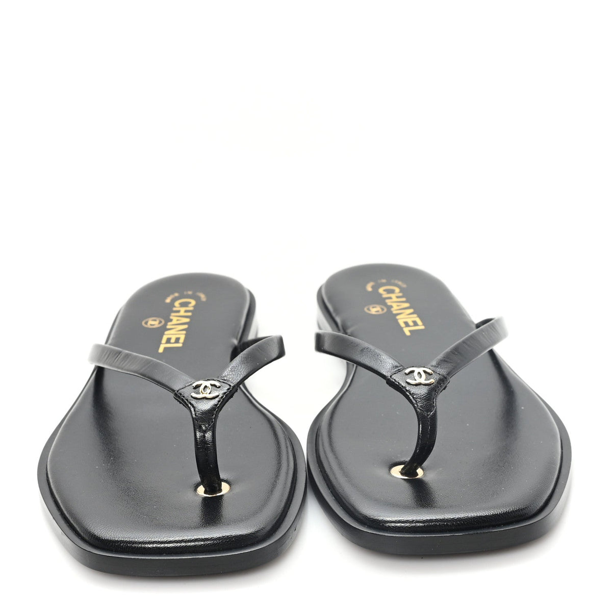 Goatskin CC Times Square Thong Sandals 39 Black