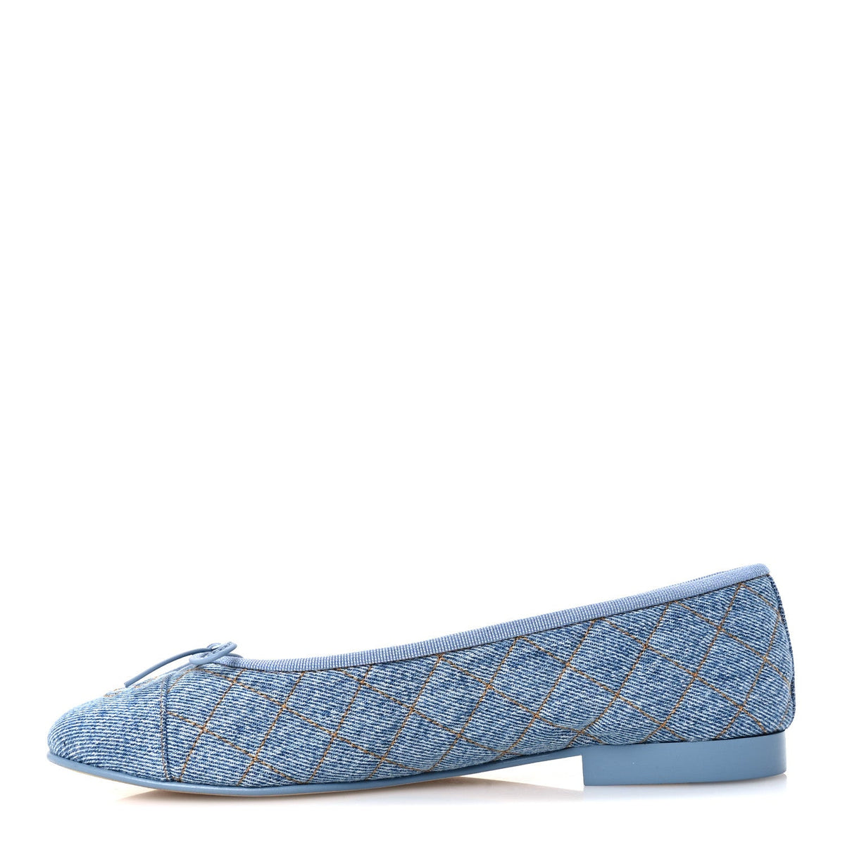 Denim Quilted CC Cap Toe Ballerina Flats 40 Light Blue