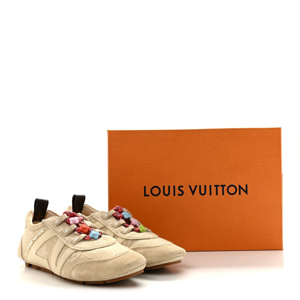 Monogram Denim LV Sneakerina 36 Greige