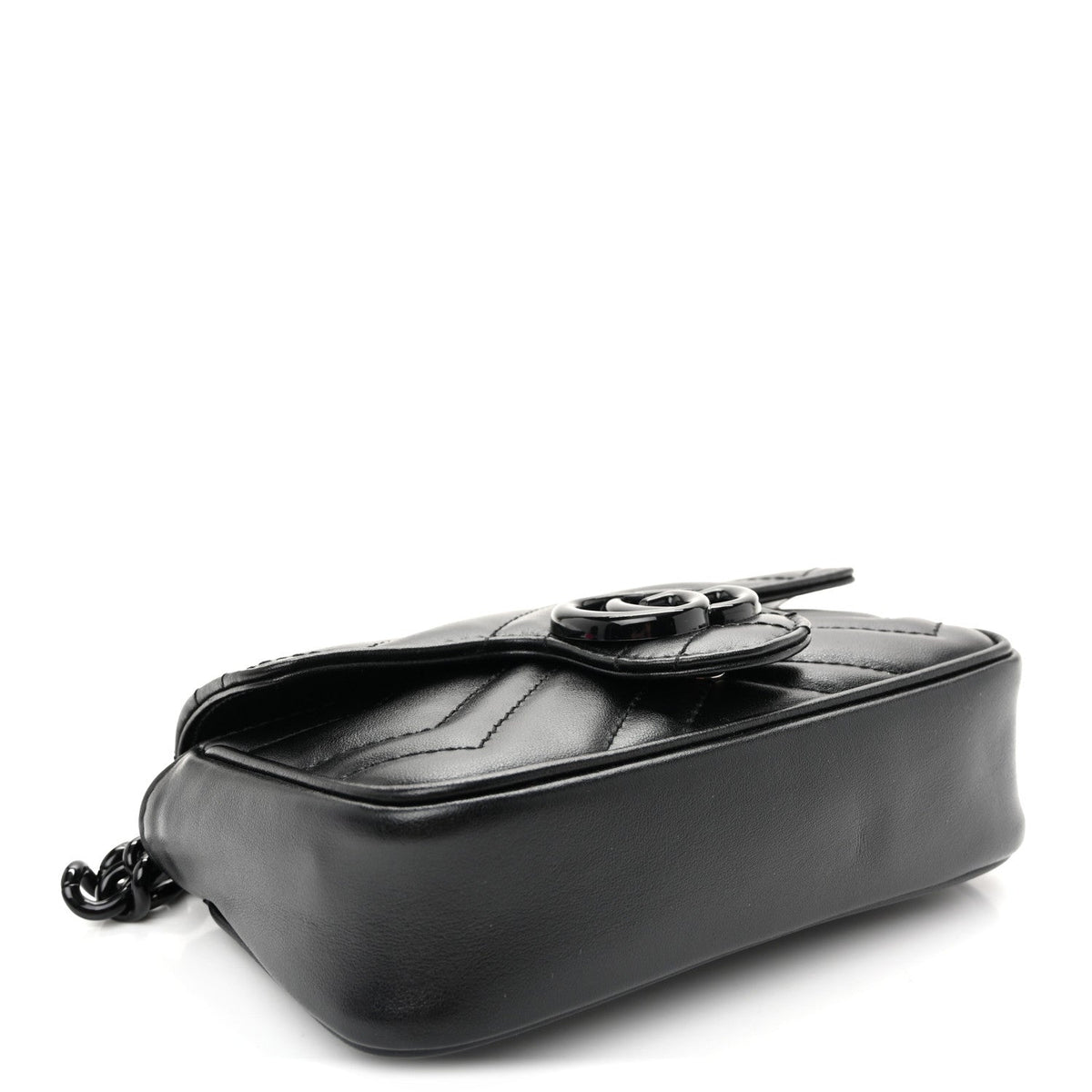Calfskin Matelasse Monochrome GG Marmont Chain Belt Bag Black