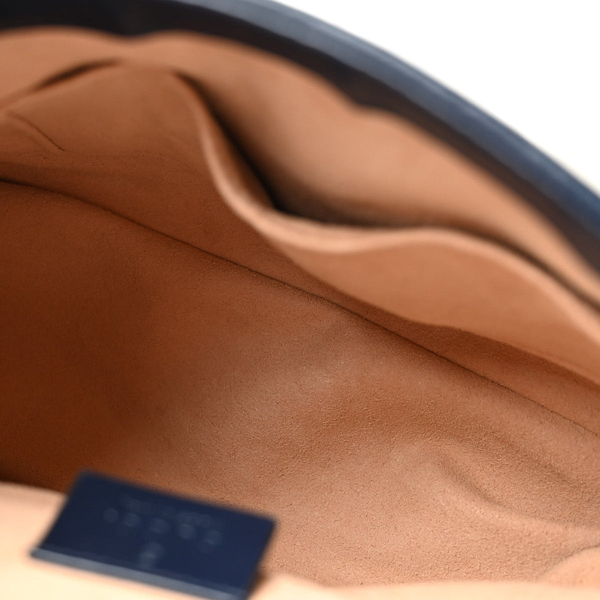 Vintage Effect Calfskin Matelasse Diagonal Mini Torchon GG Marmont Top Handle Shoulder Bag Mystic White Blue Agata