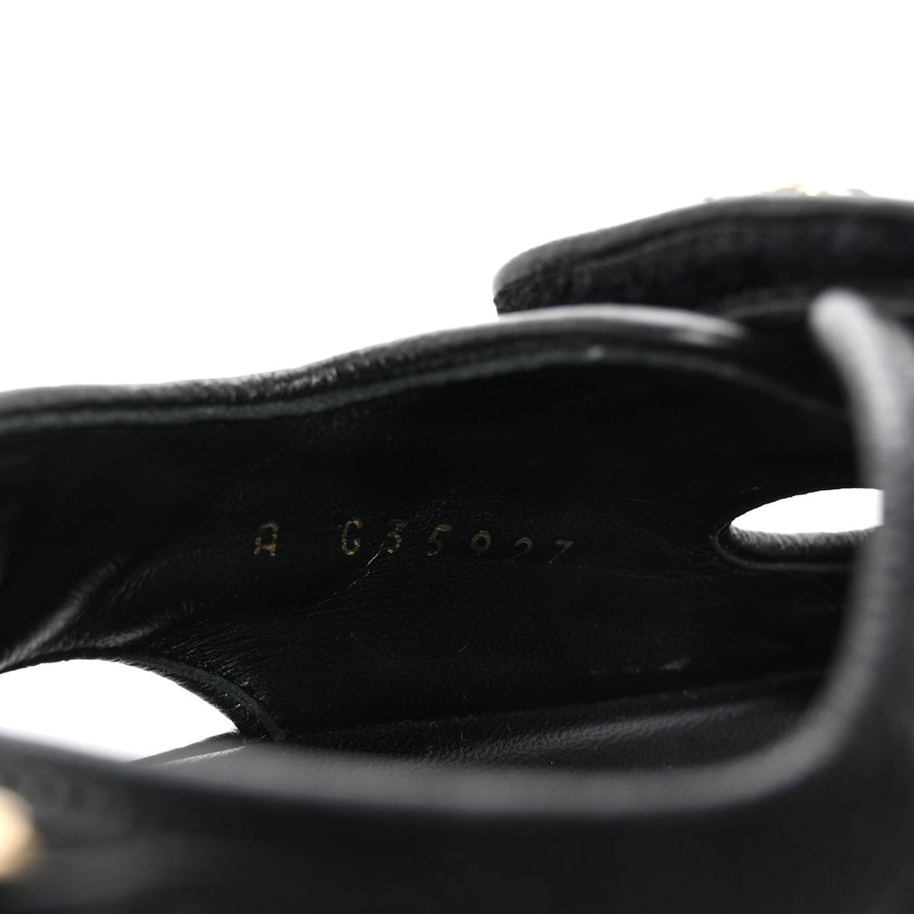 Grained Calfskin Velcro Dad Sandals 38 Black
