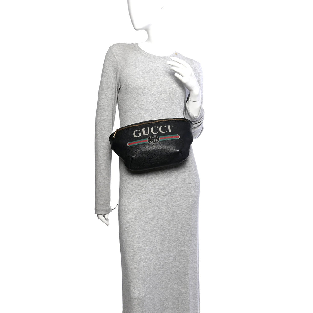 Grained Calfskin Logo Belt Bag Black