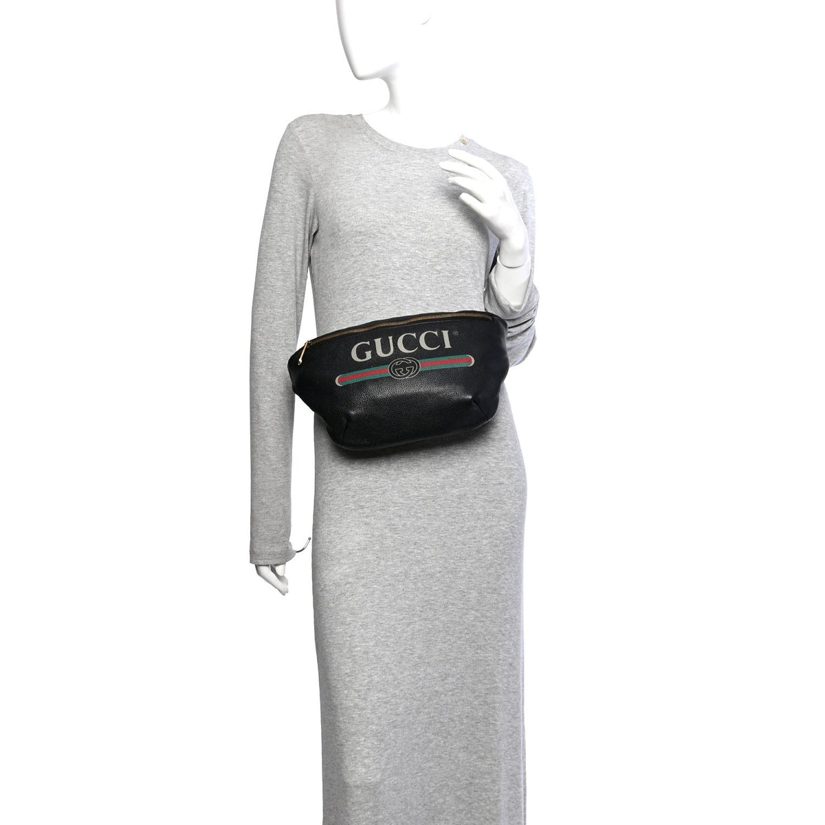 Grained Calfskin Logo Belt Bag Black
