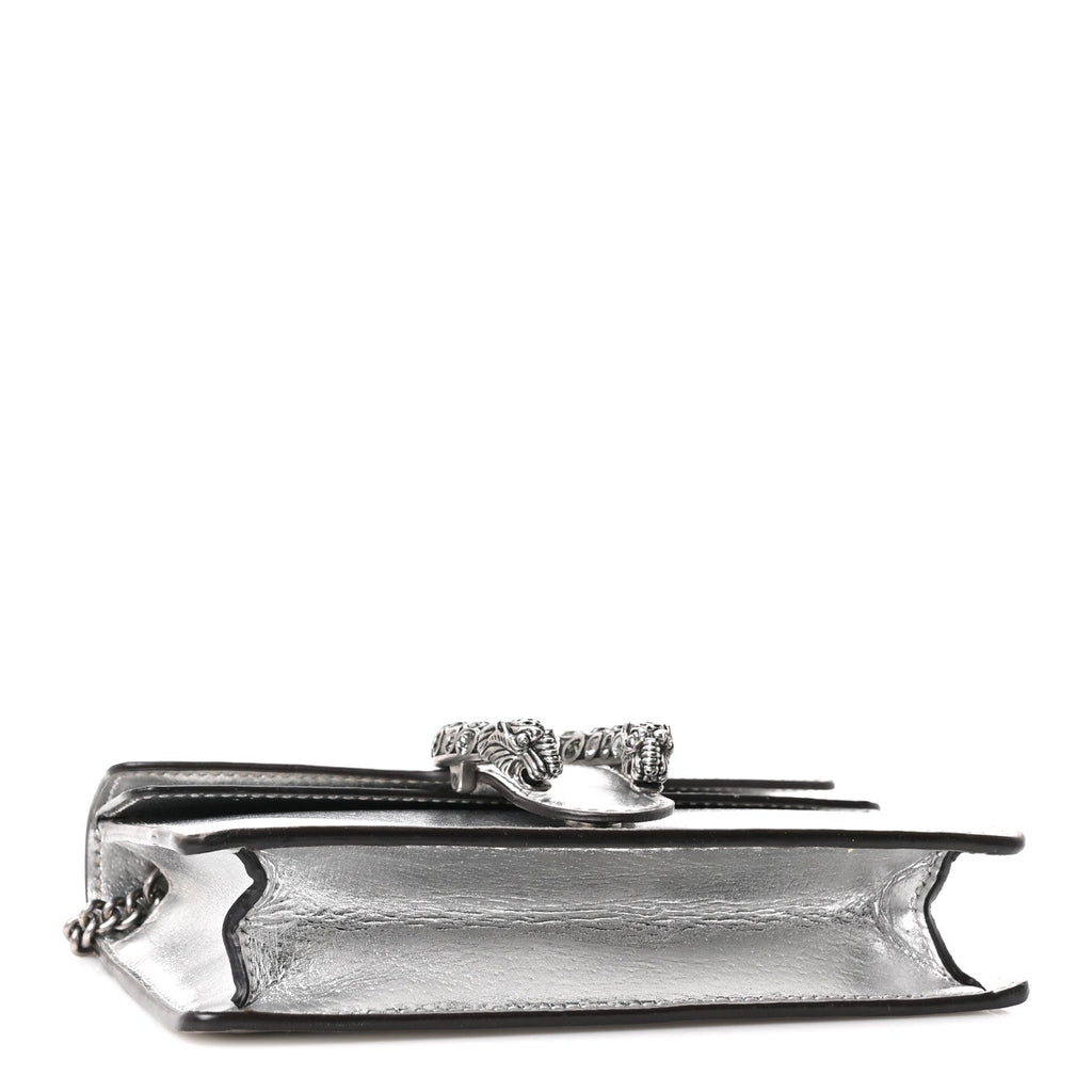Metallic Calfskin Super Mini Dionysus Shoulder Bag Silver