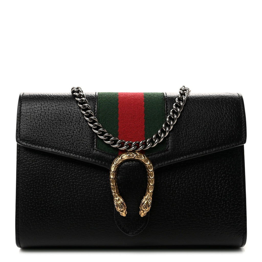 Calfskin Web Mini Dionysus Chain Wallet Black