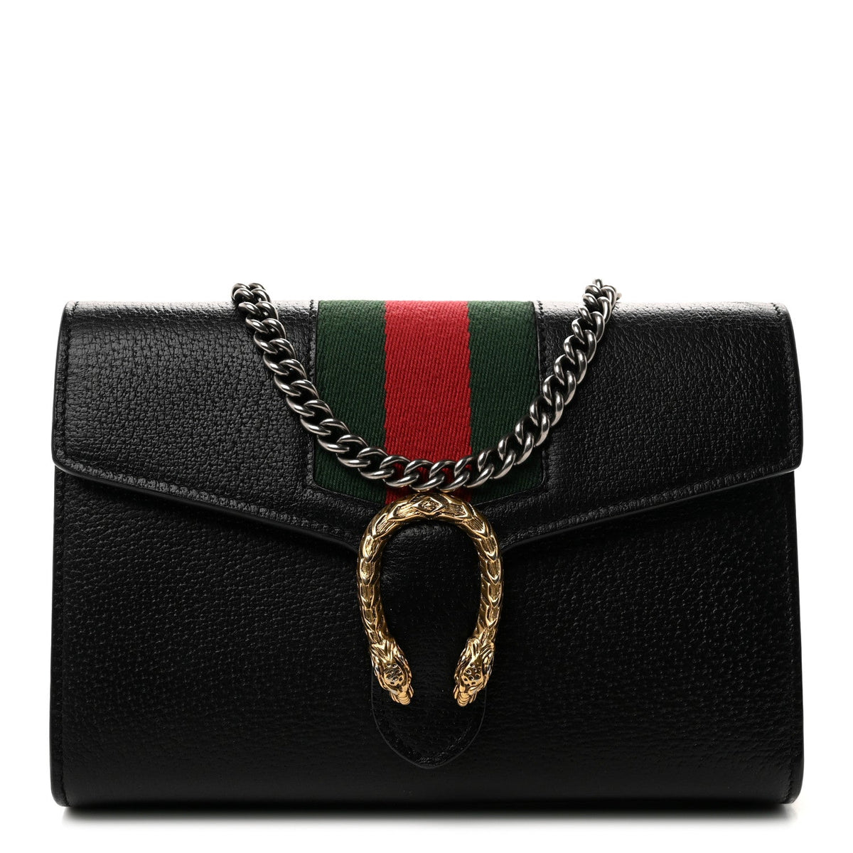 Calfskin Web Mini Dionysus Chain Wallet Black