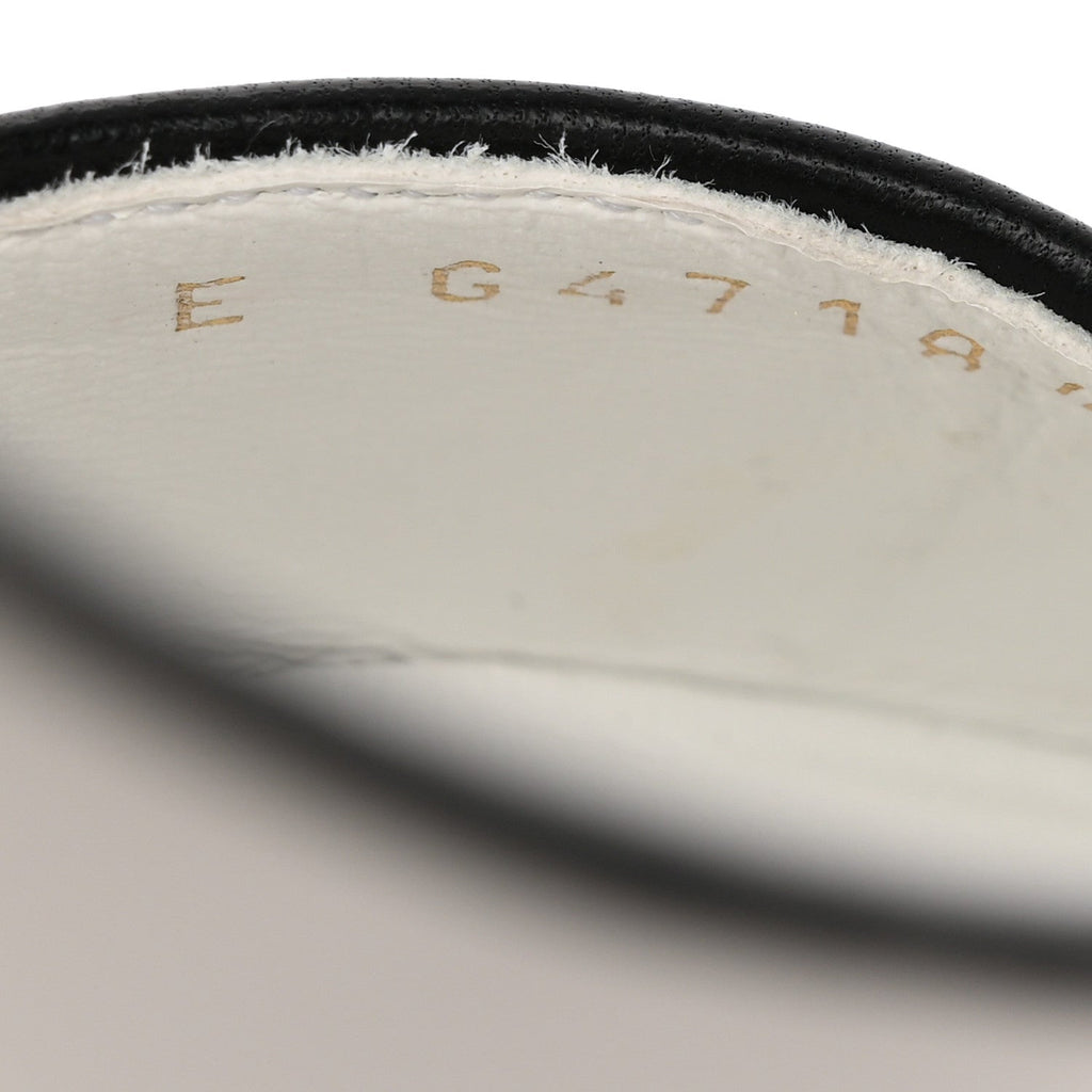 Patent Calfskin Lambskin Slingback Pumps 38.5 White Black