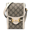 GG Supreme Monogram Azalea Calfskin Mini Horsebit 1955 Crossbody Bag Beige Ebony Mystic White
