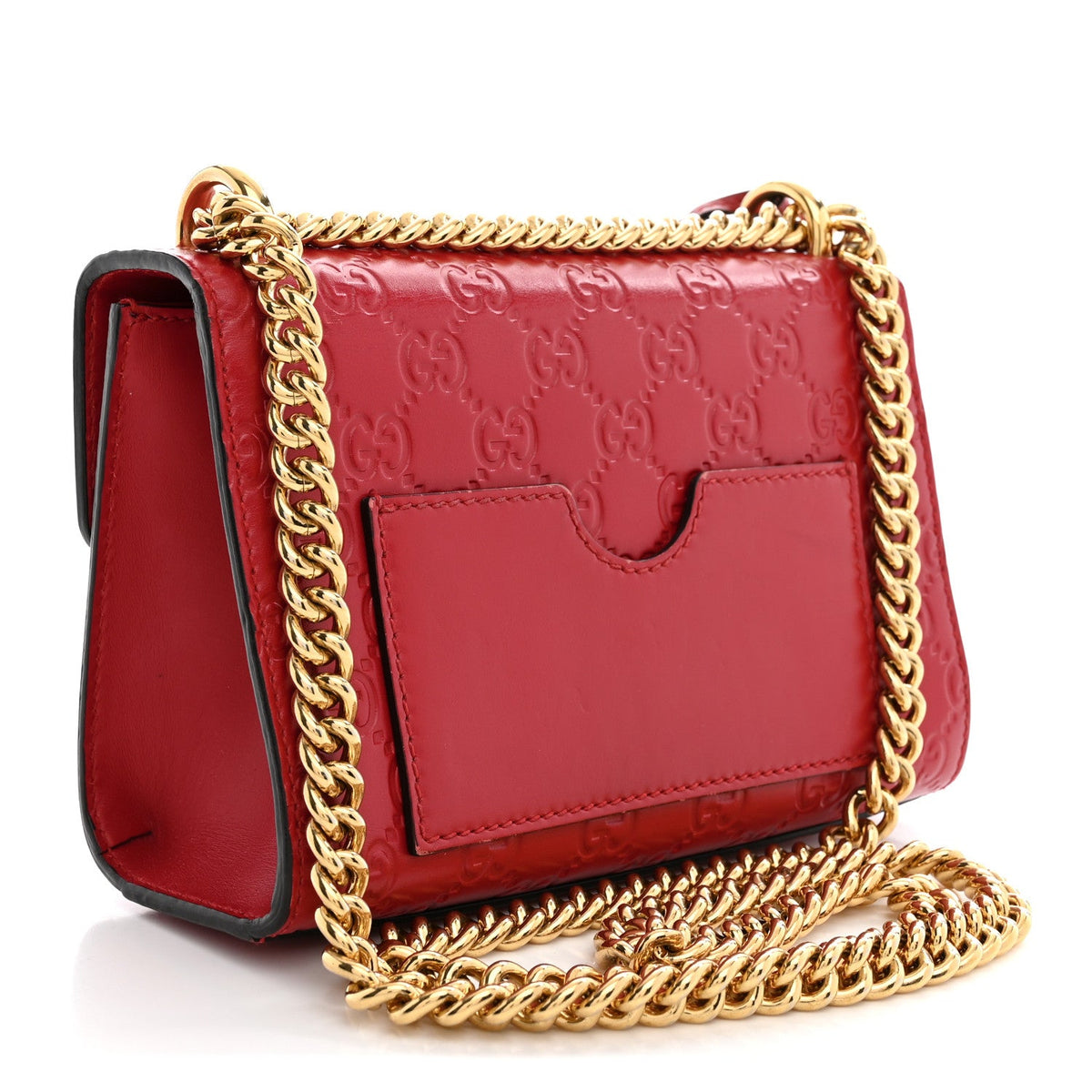 Guccissima Small Padlock Shoulder Bag Hibiscus Red