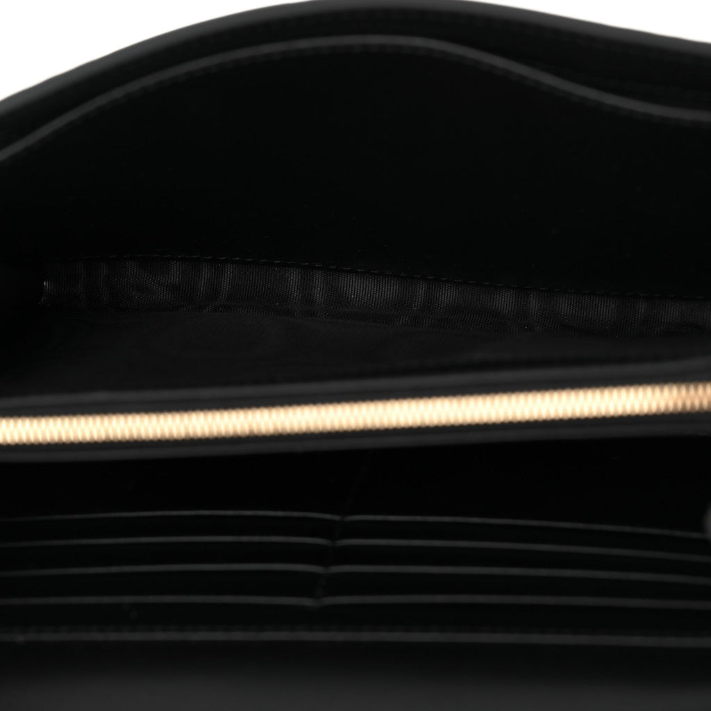 Calfskin GG Debossed Chain Wallet Black