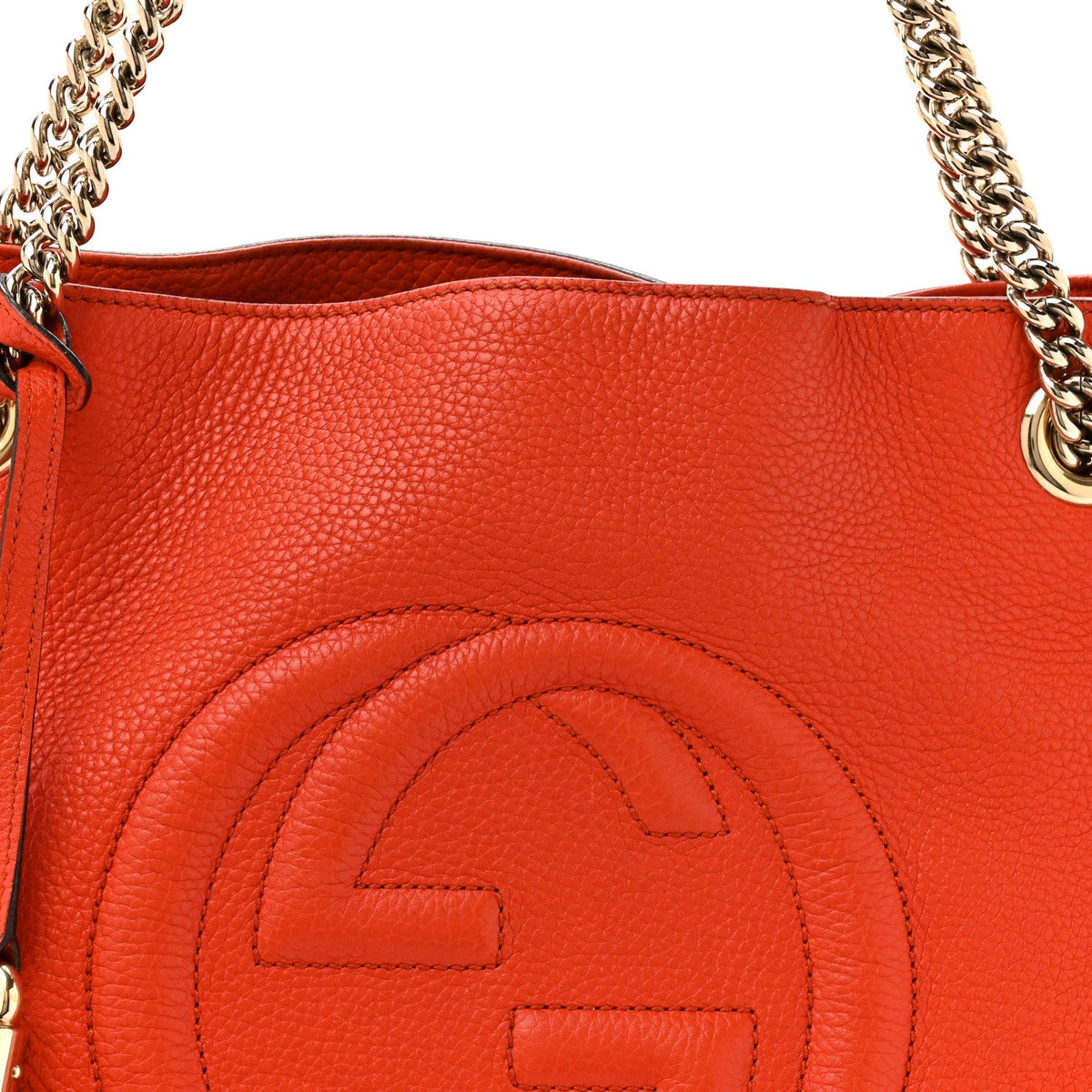 Pebbled Calfskin Medium Soho Chain Shoulder Bag Sun Orange