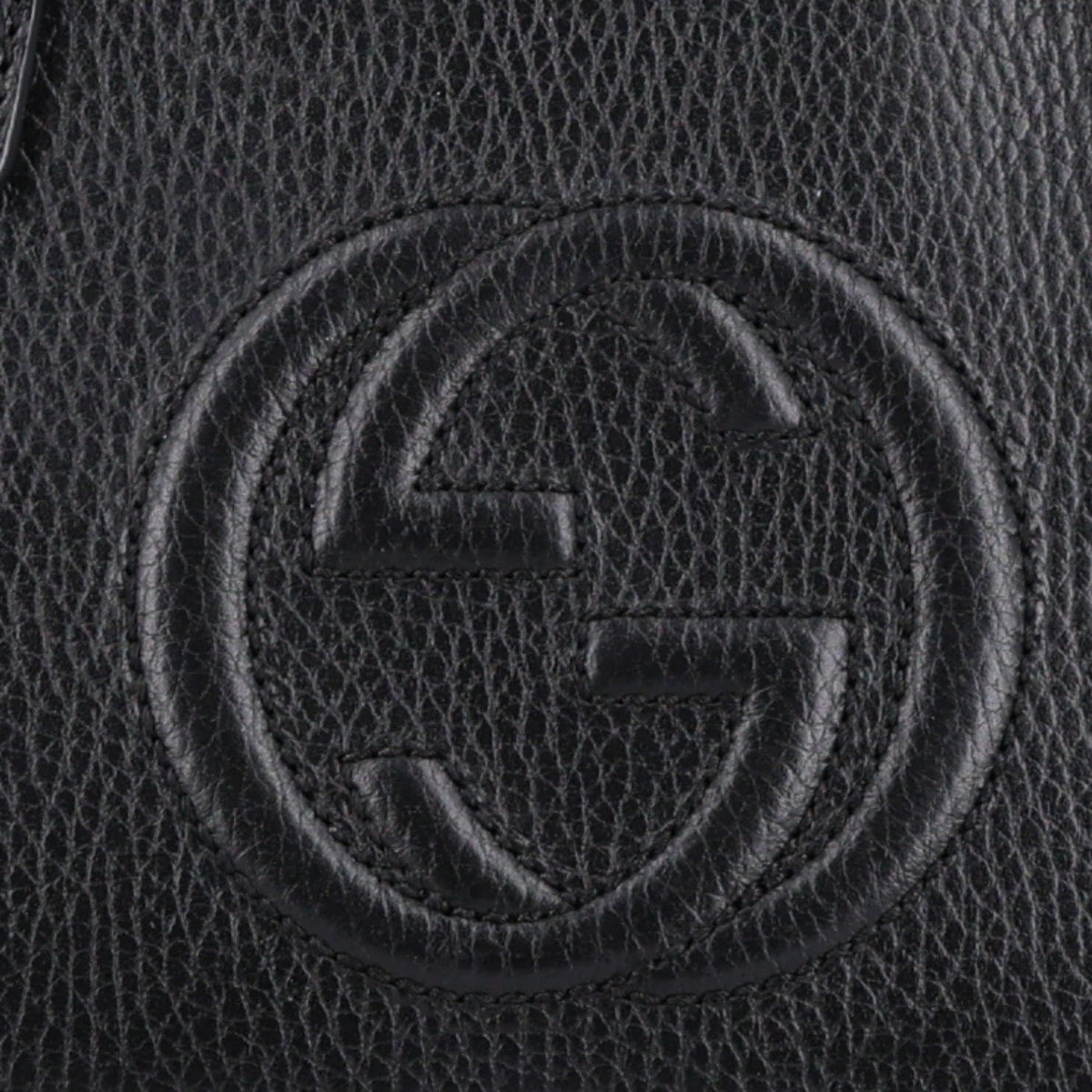 Pebbled Calfskin Medium Soho Top Handle Satchel Black
