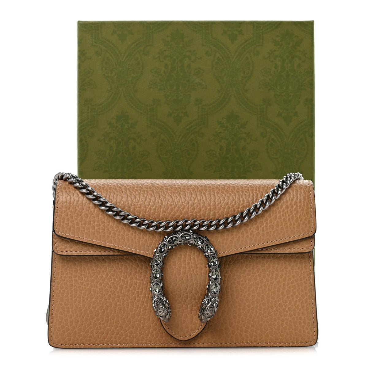 Dollar Calfskin Crystal Super Mini Dionysus Shoulder Bag Natural Tan Black Diamond