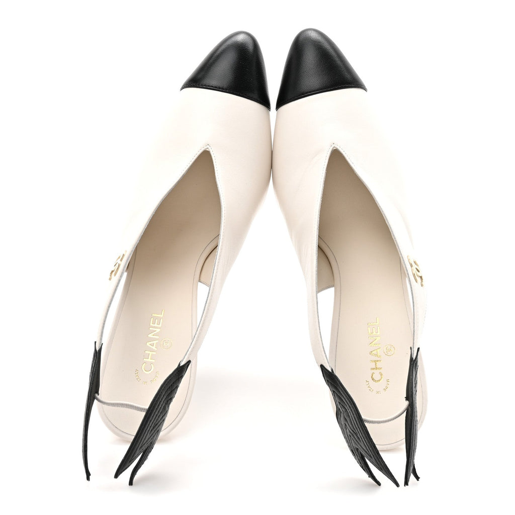 Lambskin Slingback Pumps 40 White Black