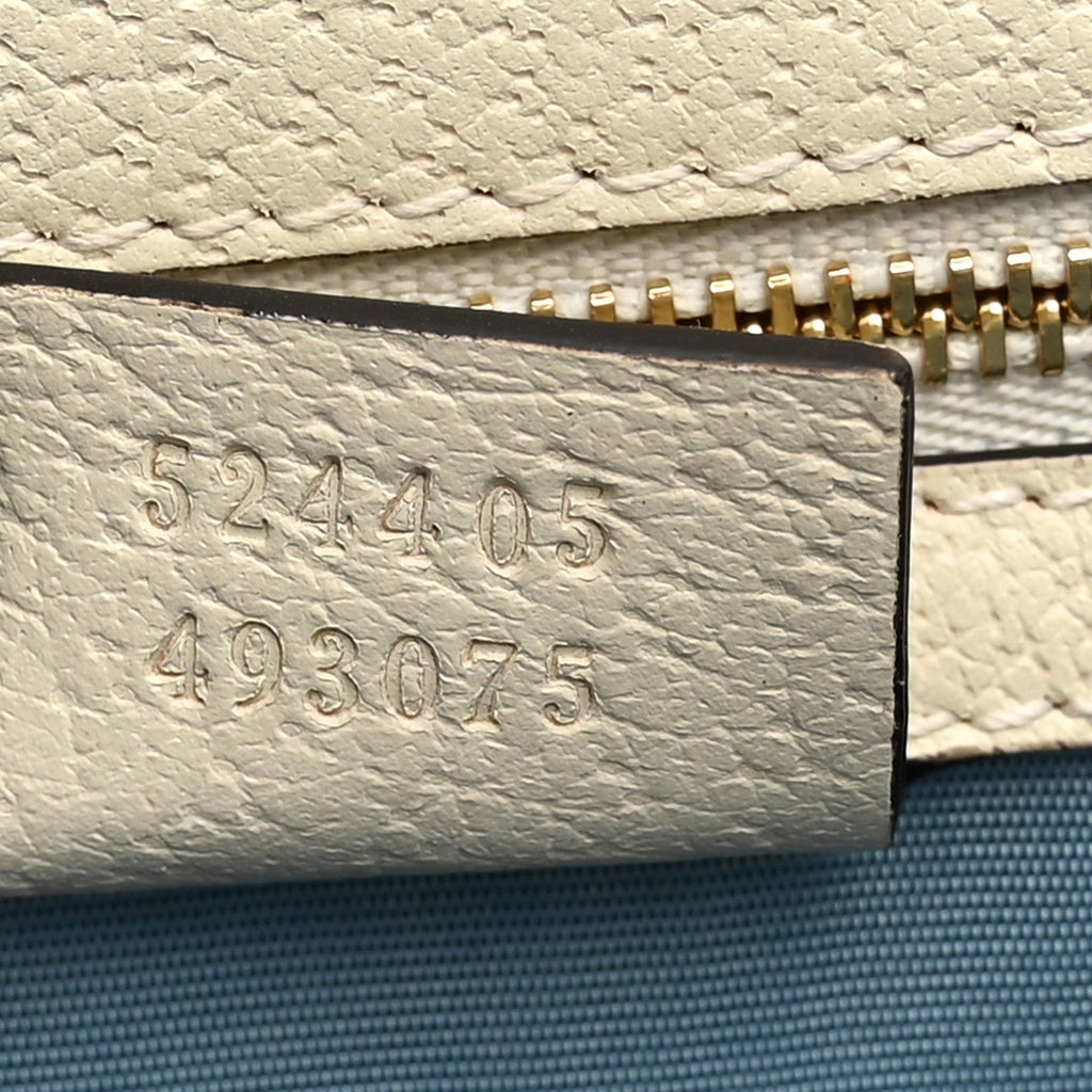 Textured Calfskin Bee Star Print Small Sylvie Shoulder Bag Mystic White