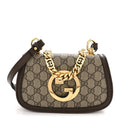 GG Supreme Monogram Textured Dollar Calfskin Mini Blondie Chain Shoulder Flap Bag Beige Ebony New Acero