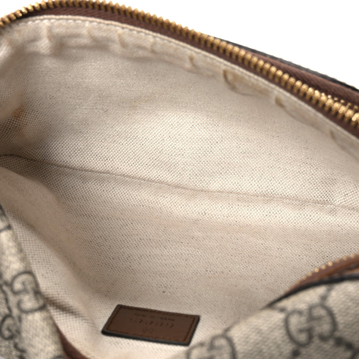 GG Supreme Monogram Textured Calfskin Retro Interlocking G Belt Bag Beige Ebony Brown Sugar