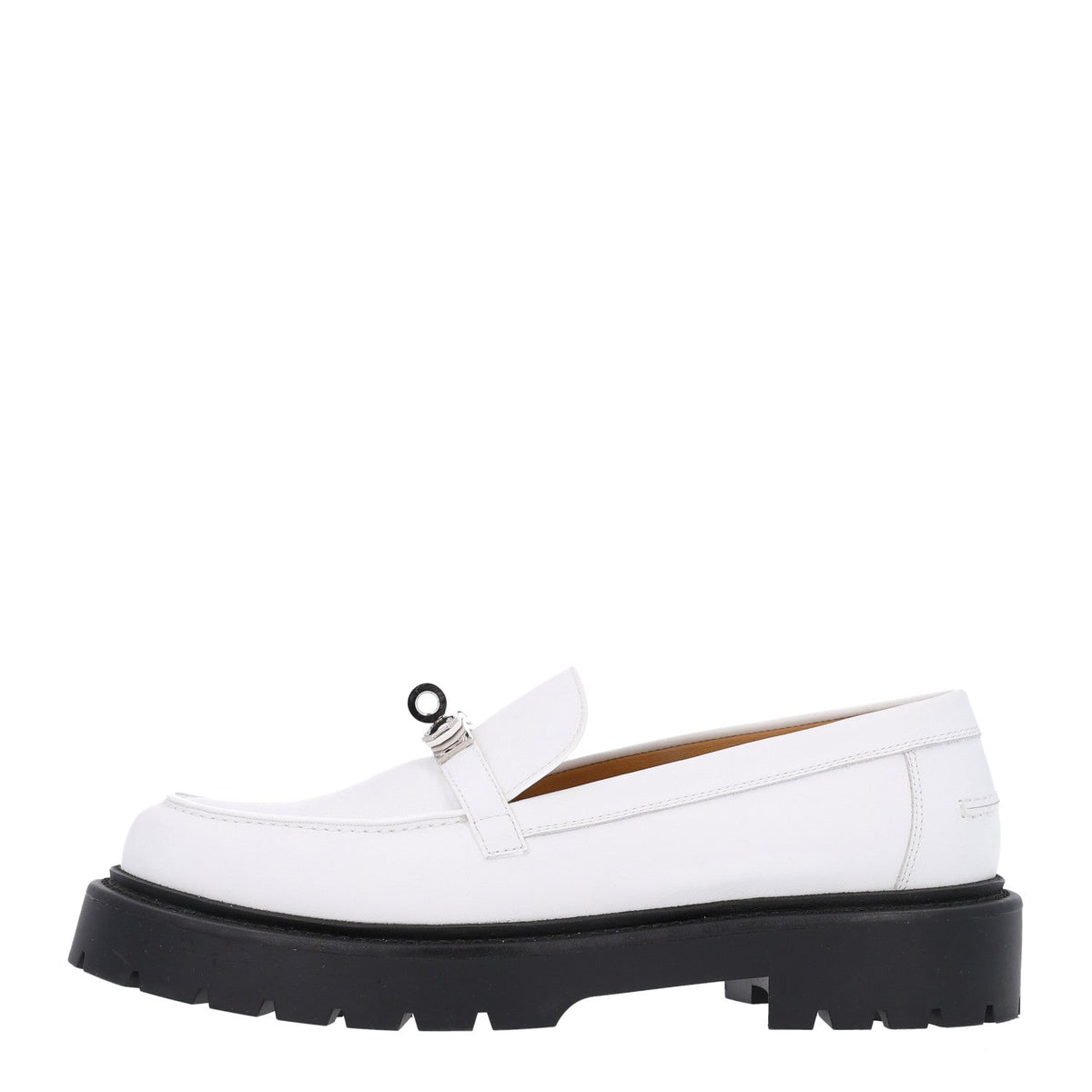 Calfskin Womens Icone Loafers 38.5 White