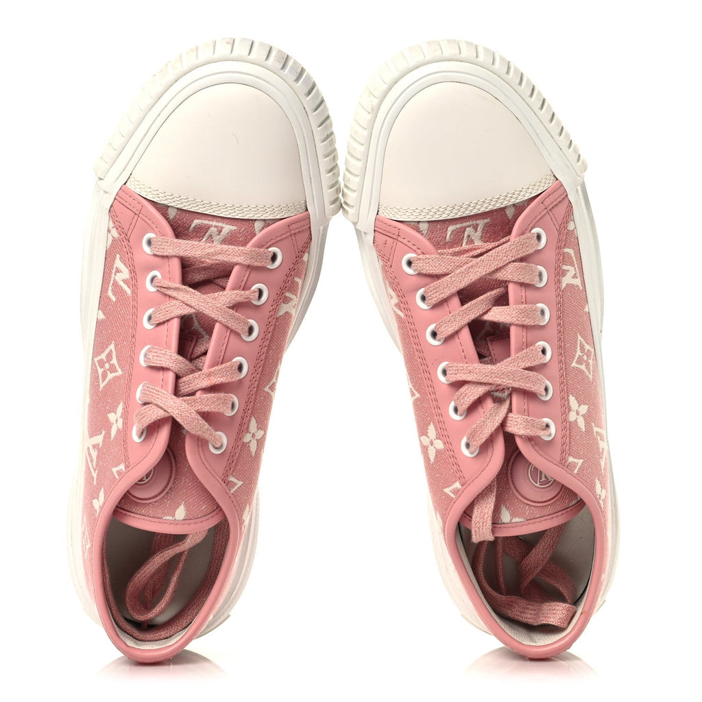 Denim Monogram Squad Sneakers 38.5 Pink