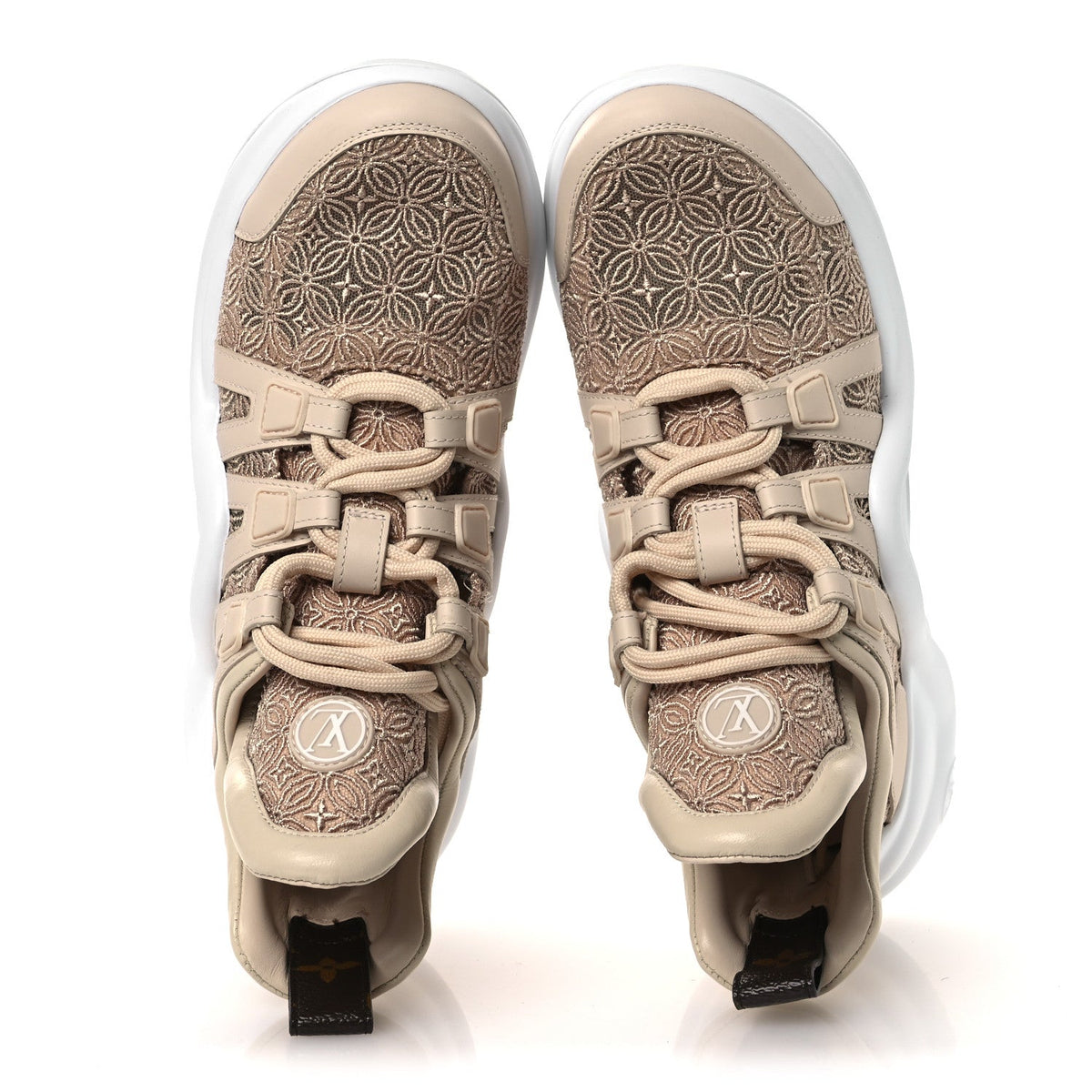 Fabric Embroidered Calfskin LV Archlight Sneakers 37 Nude