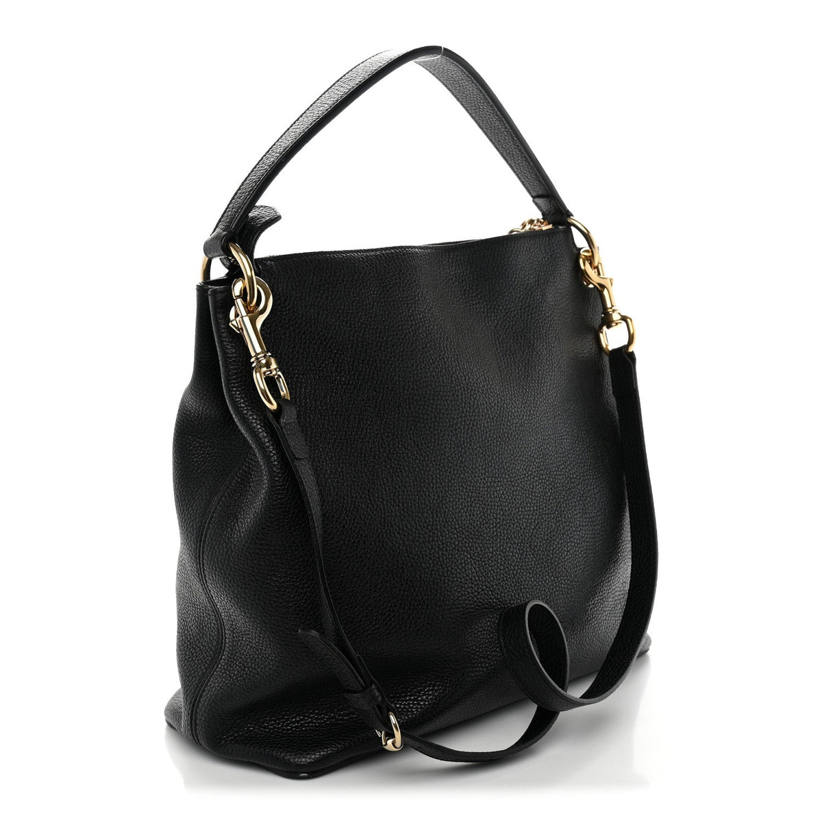 Pebbled Calfskin Large Soho Hobo Black