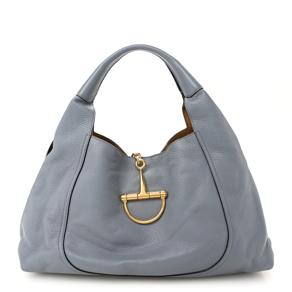 Grained Calfskin Softbit Maxi Shoulder Bag Dusty Blue